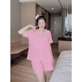 Bộ đồ ngủ nữ dáng đáng yêu kẻ trắng viền siêu đẹp, đồ pijama nữ cổ hoa chất vải xốp đũi cao cấp thoáng mát BN2