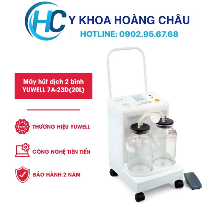 Máy Hút Dịch 2 Bình Công Suất Lớn YUWELL 7A-23D(20L) Máy hút đờm đàm