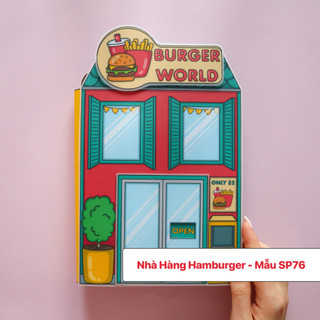 Ngôi nhà búp bê bằng giấy - nhà hàng hamburger - mẫu sp76
