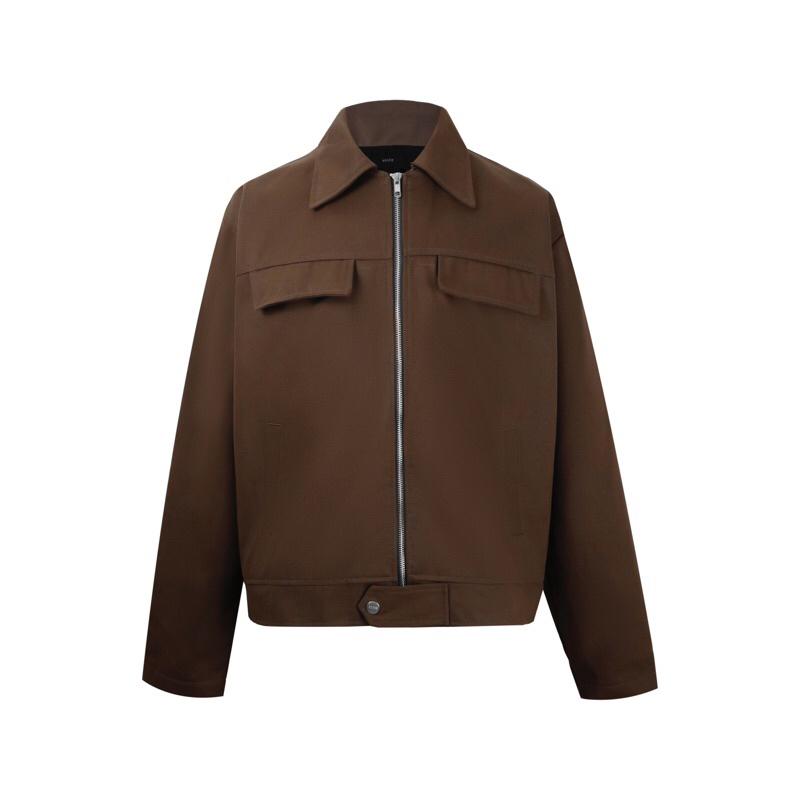 MUZE KAKI CROPPED JACKET // MOCHA // Áo Khoác Dây Kéo