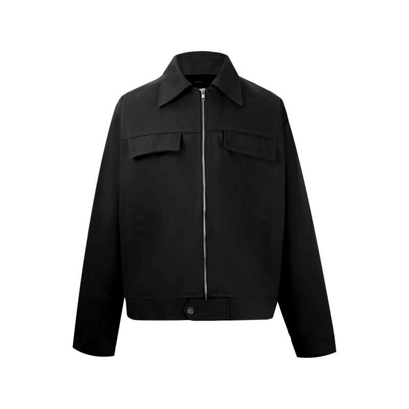 MUZE KAKI CROPPED JACKET // BLACK // Áo Khoác Dây Kéo