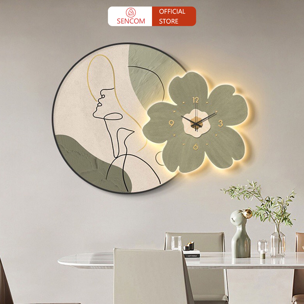 Đồng hồ treo tường phòng khách độc đáo SENCOM, trang trí decor phong cách Bắc Âu - ĐHl10