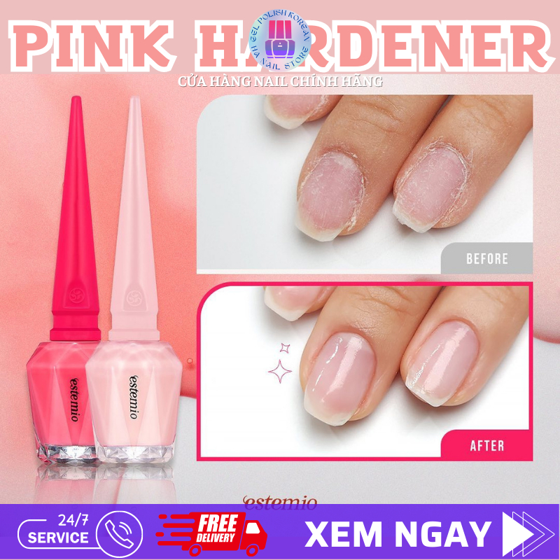 "Pink Hardener" : Dưỡng chất chăm sóc móng tay estemio cao cấp Hàn quốc - Với móng yếu gãy trở nên khoẻ và đẹp tự nhiên
