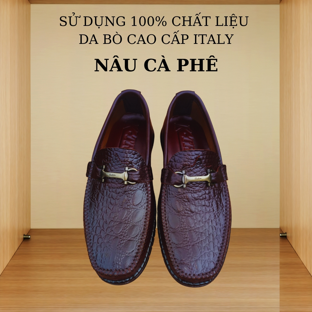 Giày lười da nam mã K28688, giày da nam cao cấp,chất liệu da bò dập vân cá sấu màu đen và nâu,hàng việt nam cao cấp.