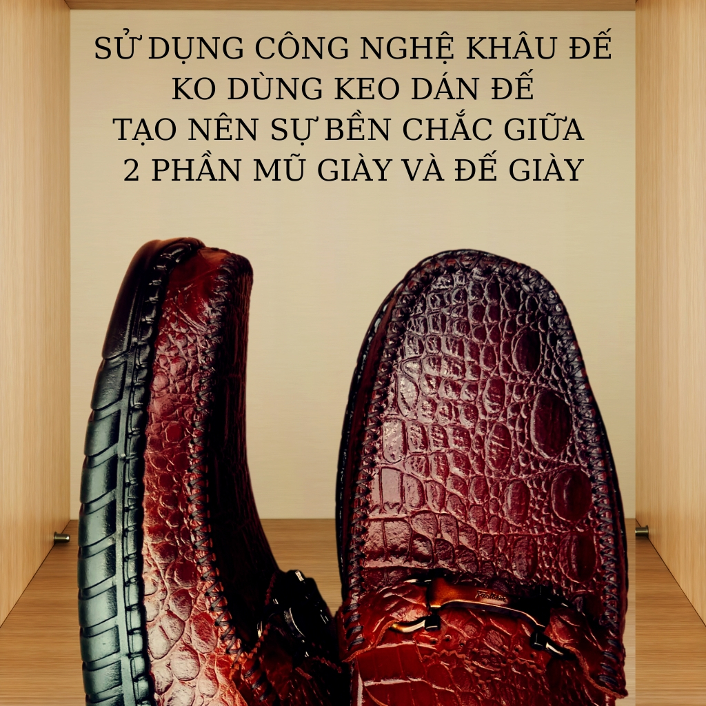 Giày lười da nam mã K28688, giày da nam cao cấp,chất liệu da bò dập vân cá sấu màu đen và nâu,hàng việt nam cao cấp.