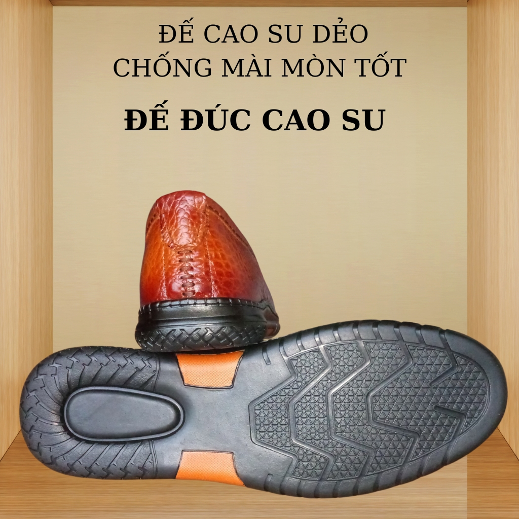 Giày lười da nam mã K28688, giày da nam cao cấp,chất liệu da bò dập vân cá sấu màu đen và nâu,hàng việt nam cao cấp.
