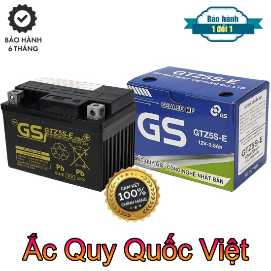 Bình ắc quy GS GTZ5S-E 12V3.5AH cho xe máy Honda, Yamaha, Suzuki - Mới 100%, nói không với hàng tái sử dụng