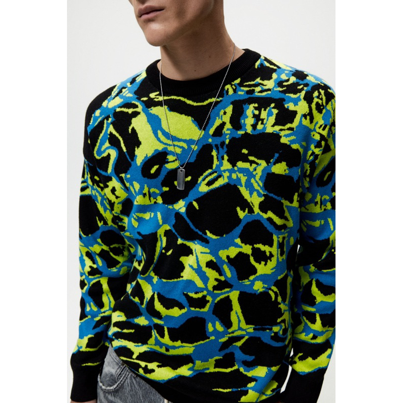 Áo nỉ dài tay Zara authentic ABSTRACT JACQUARD size S