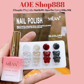 Set sơn gel nhũ Flash 4 màu milan chính hãng - bộ sơn nhũ 4 màu hót, rất đẹp+ tặng kèm bảng