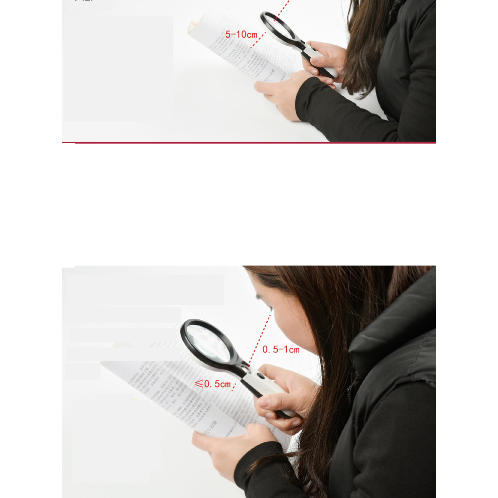 Kính lúp phóng đại 10x-30x có 3 LED 6902AB( kèm pin)