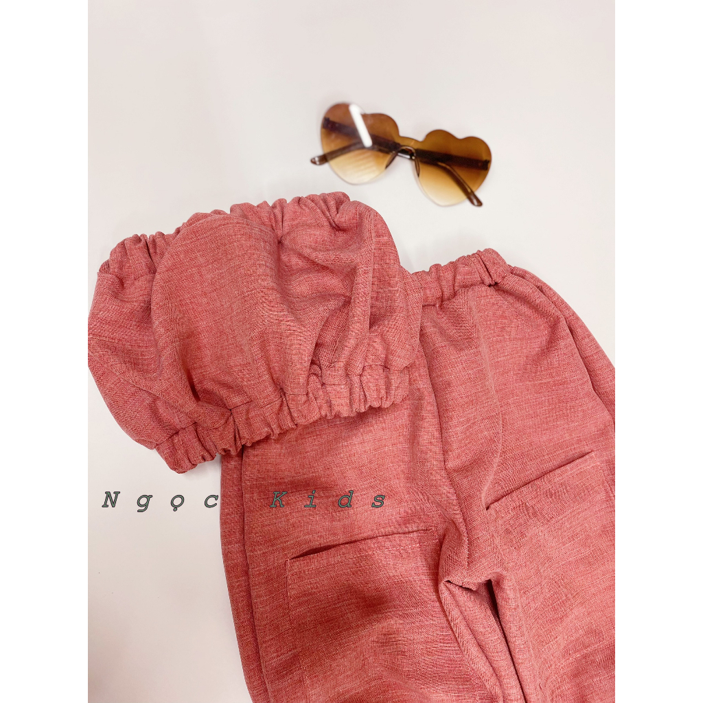 Set áo ống + quần bom jean xinh cho bé 8-24kg