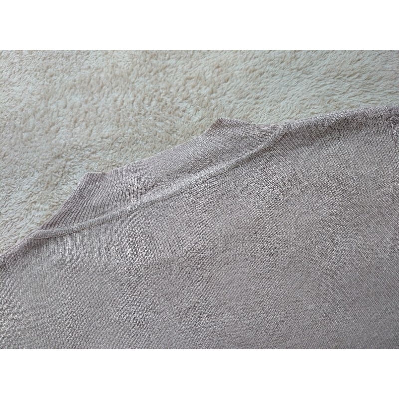 Áo dệt kim nữ màu da cổ 5cm tay ngắn trơn đơn giản