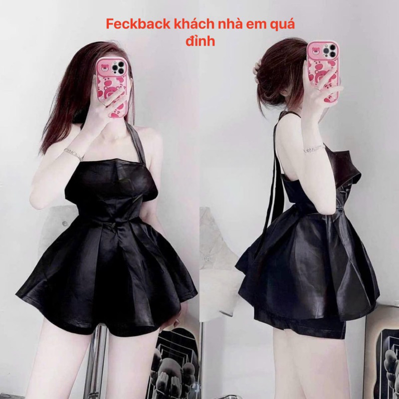 Set Bộ Áo Cúp Xoè Dây Nơ Mềm Kèm Quần Short Tapta