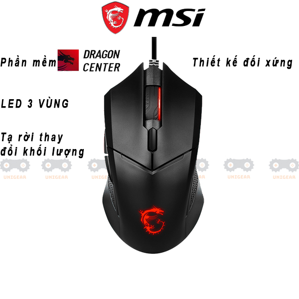 Chuột gaming MSI CLUTCH GM08 led siêu đẹp, có phần mềm điều chỉnh DPI - chuột gaming có dây chính hãng MSI