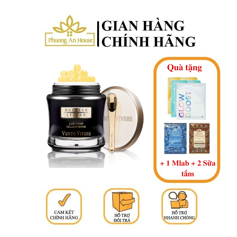 Kem dưỡng da Vento Vivere Luxe Caviar tinh chất trứng cá tầm Thụy Sĩ hộp đen 30g - PHUONGANHOUSE