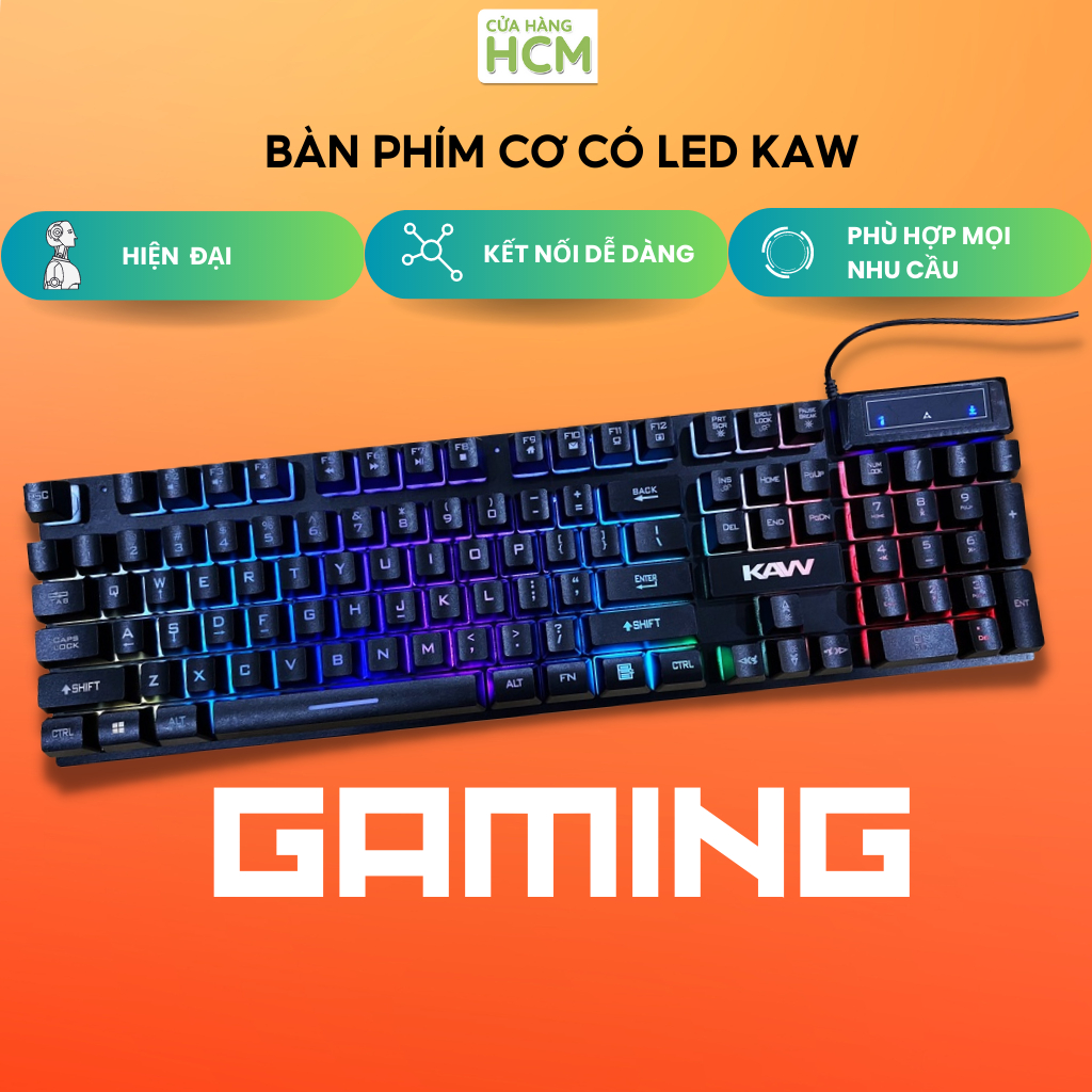 Bàn Phím Led KAW K900 Giả Cơ Bấm Nhạy Nhanh, Màu Siêu Đẹp, Bảo Hành Chính Hãng