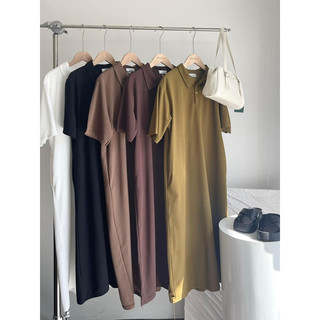 Đầm dài thun cổ polo