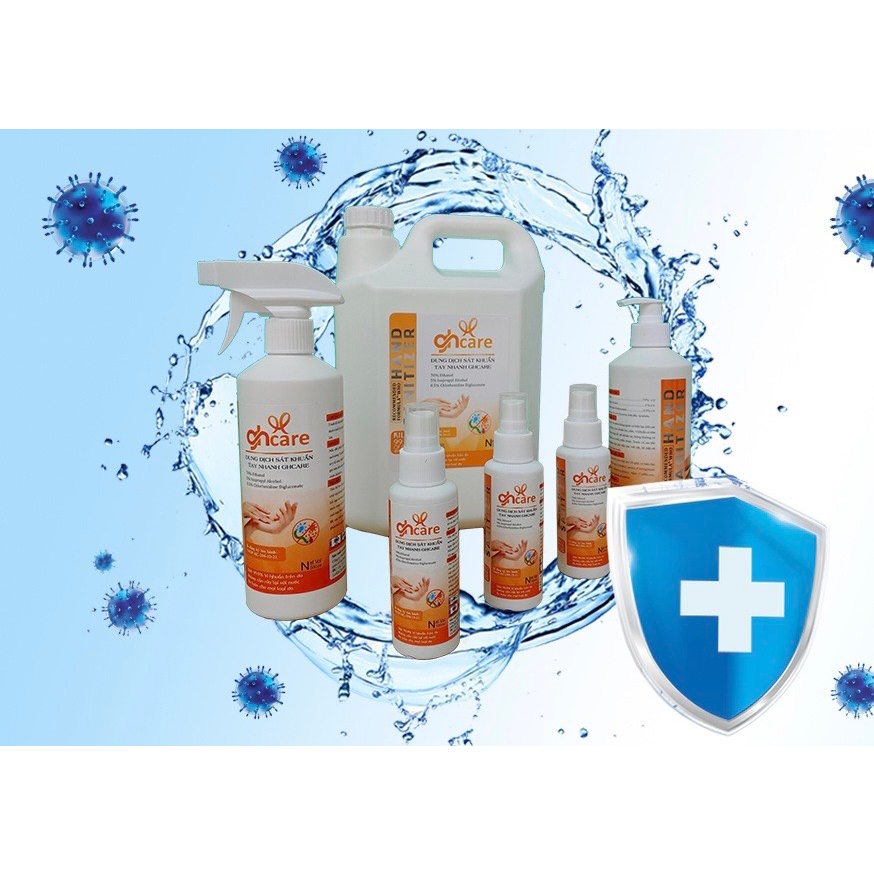 Dung dịch rửa tay khô, xịt khuẩn GHCARE sạch khuẩn 99%, dịu nhẹ cho da