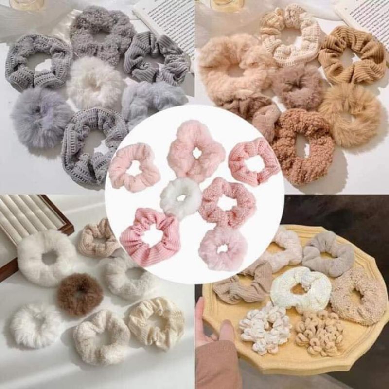 SET 7 chiếc BUỘC TÓC LÔNG nhung co dãn, siêu đẹp phong cách hàn quốc cho nữ