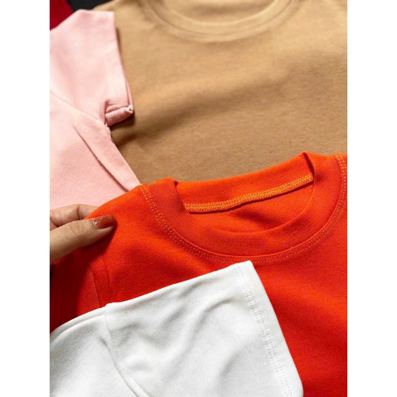 Áo Thun Trơn Croptop Tay Ngắn Cổ Tròn Đủ 9 Màu