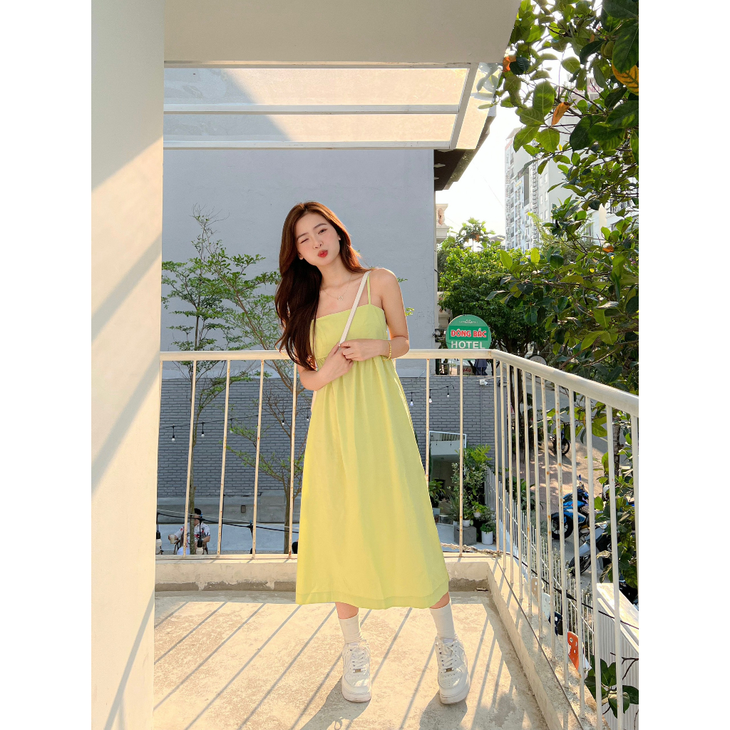 Đầm dài hai dây dáng xoè THE C.I.U - Catin Dress - Green