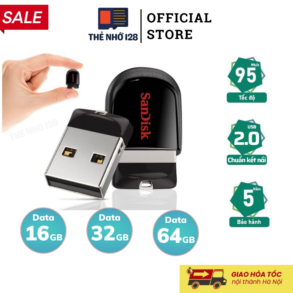 USB Sandisk Cruzer Fit 64GB /32GB /16GB Chính hãng - Bảo hành 5 năm