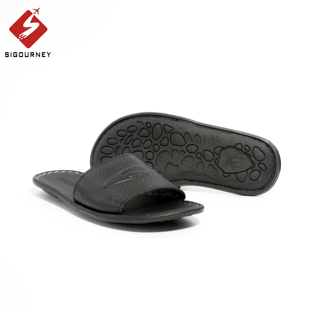 Dép nam da bò dập vân cá sấu cao cấp SIGOURNEY DN107 bảo hành 18 tháng