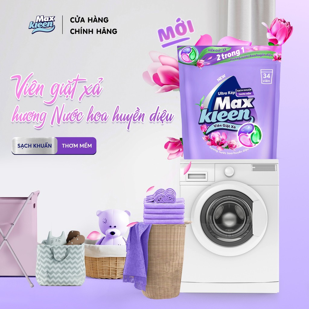 Viên giặt xả 2 trong 1 Maxkleen- Túi 34 viên