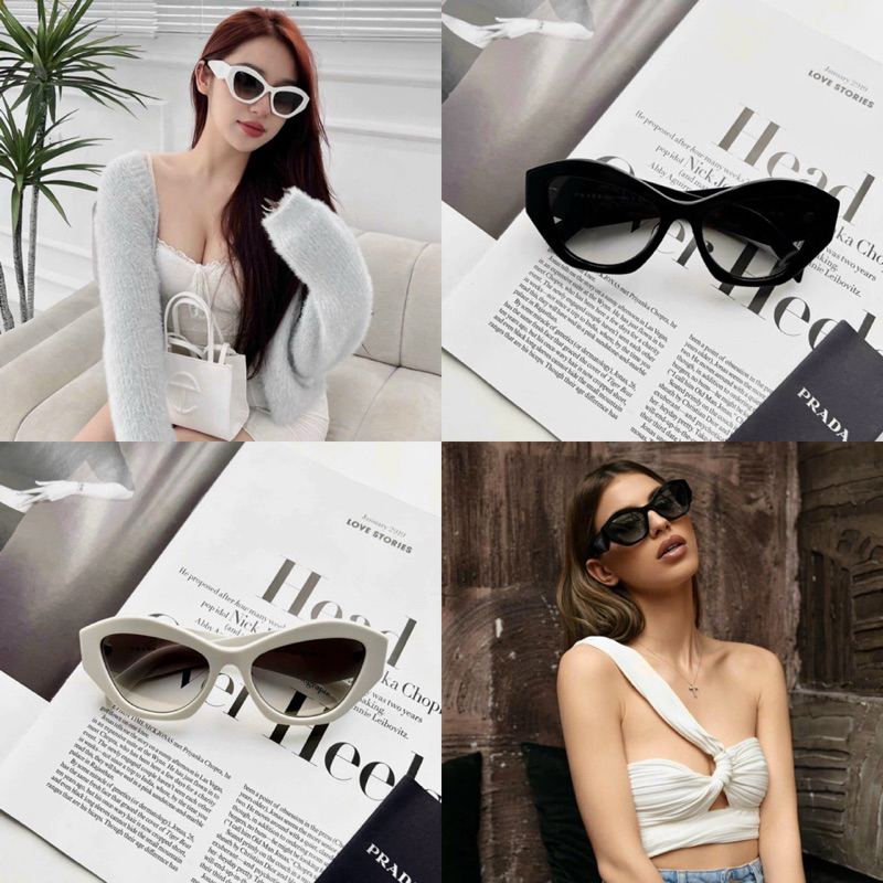 Kính mát Prad mắt xếch sang chảnh mẫu new 2023 (tặng hộp + khăn)