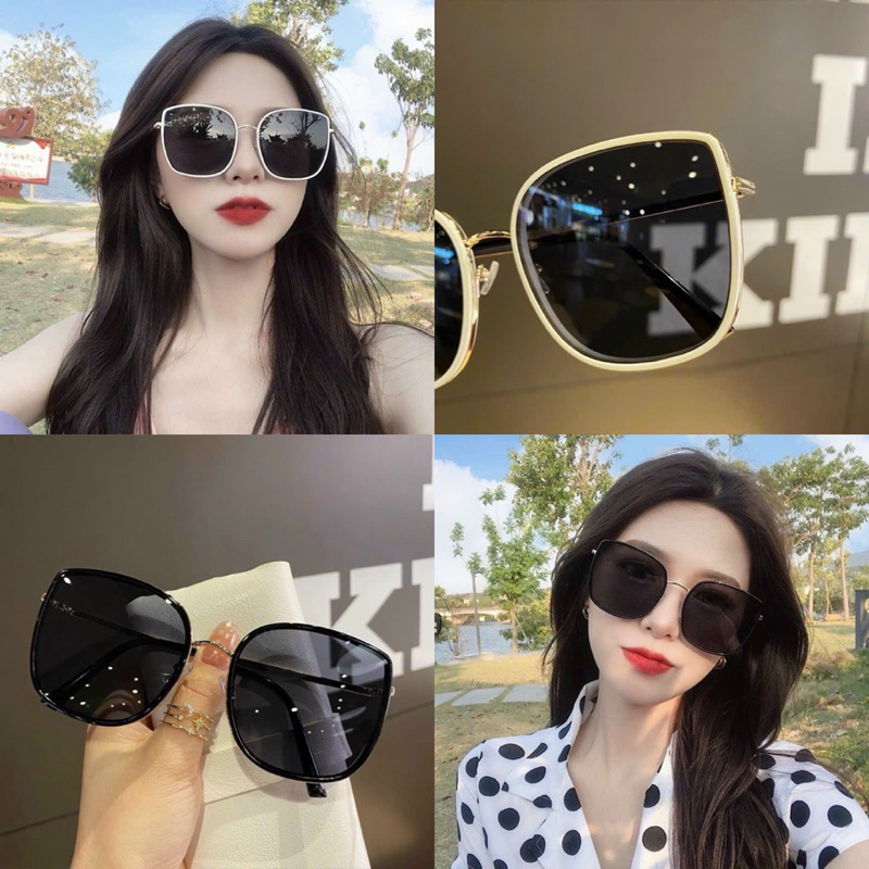 Kính mát nữ Bibi form vuông tròn gọng mảnh (tặng kèm hộp + khăn)