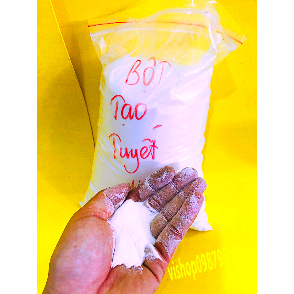 Tuyết nhân tạo gói 1kg -hạt mịn như bột chưa ngâm nước, ngâm nước nở 25 lần- nguyên liệu làm slime mây rẻ bột tạo tuyết