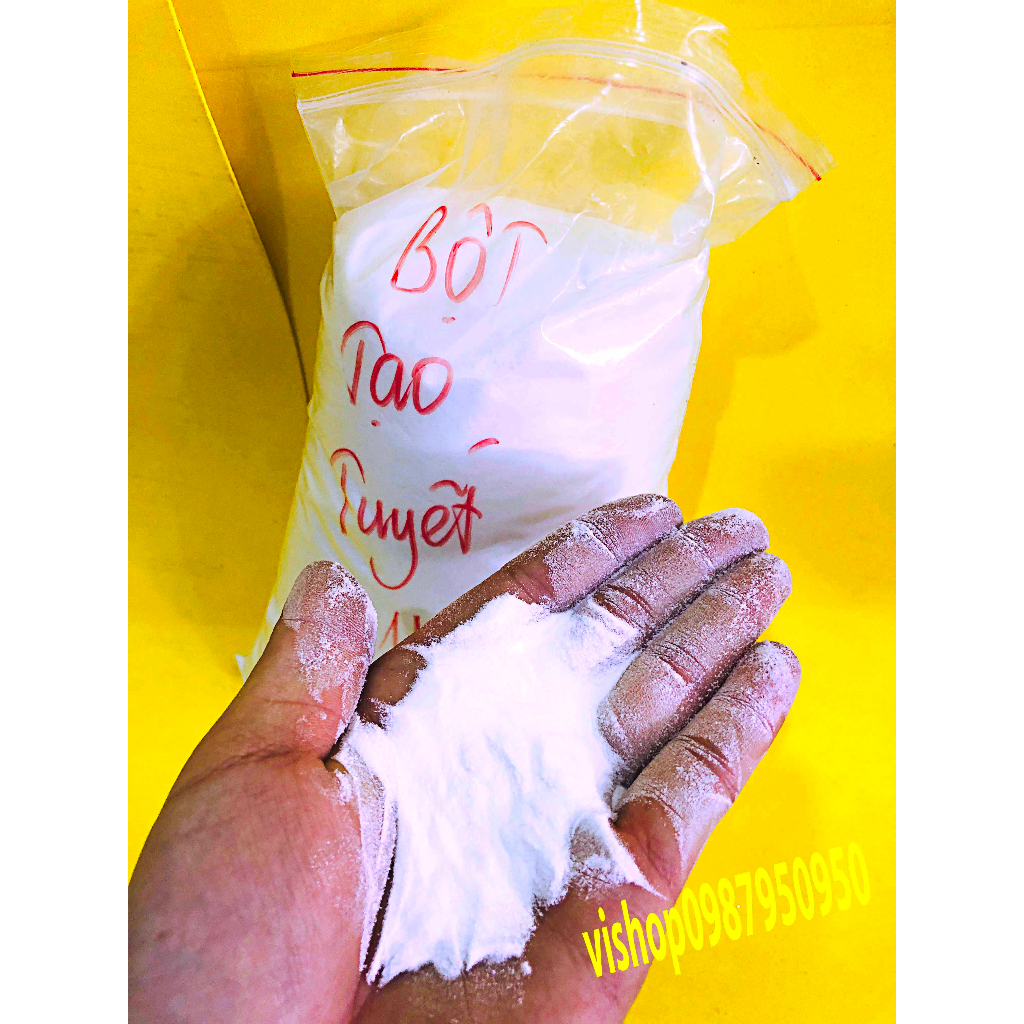 Tuyết nhân tạo gói 1kg -hạt mịn như bột chưa ngâm nước, ngâm nước nở 25 lần- nguyên liệu làm slime mây rẻ bột tạo tuyết