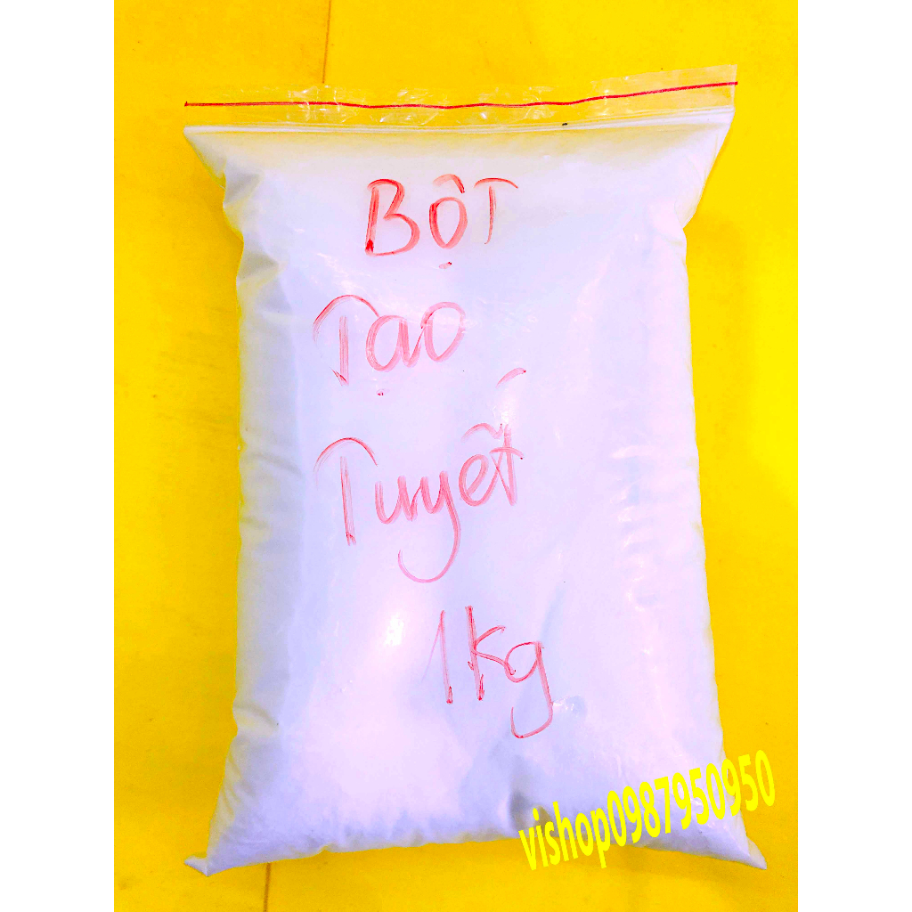 Tuyết nhân tạo gói 1kg -hạt mịn như bột chưa ngâm nước, ngâm nước nở 25 lần- nguyên liệu làm slime mây rẻ bột tạo tuyết
