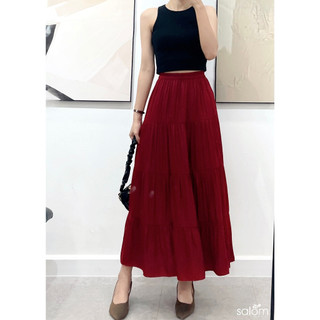 Chân váy lụa dài - Lala 4 tầng