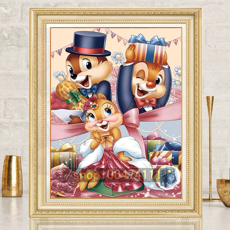 Tranh thêu chữ thập hoạt hình vải kim tuyến 9CT 60x85cm