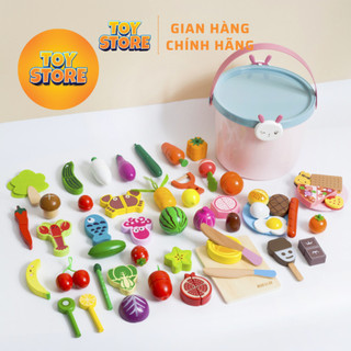 Bộ đồ chơi nhà bếp nấu ăn gỗ toystore FUDAER set cắt thức ăn, hoa quả gỗ