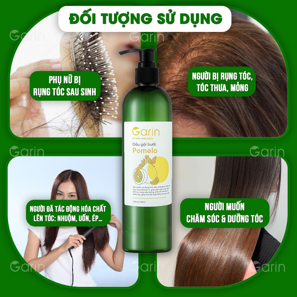 Dầu gội bưởi mọc tóc và giảm rụng tóc Garin nuôi dưỡng tóc từ gốc đến ngọn cho nam nữ 300ml