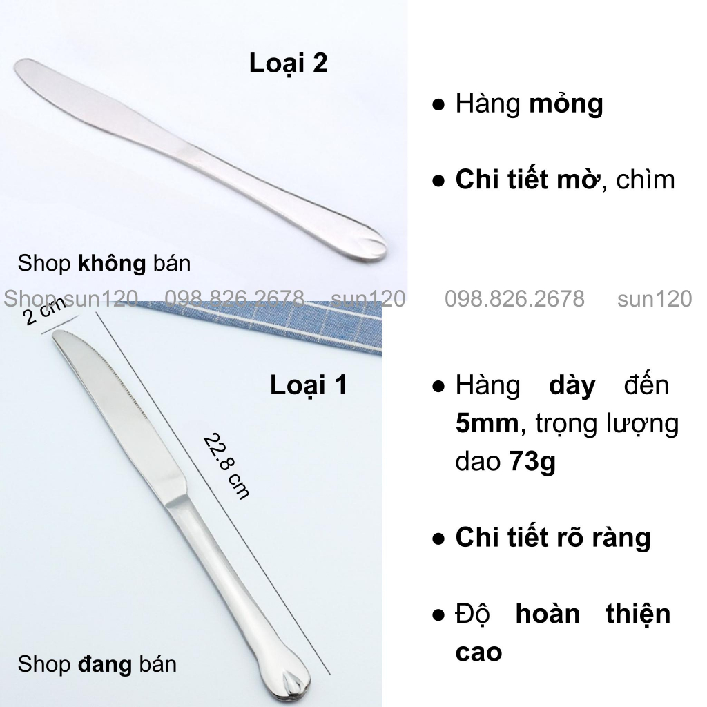 Bộ dao dĩa inox ăn steak hàng dày đẹp cao cấp Giọt lệ, dao nĩa cắt bò bít tết sang trọng dùng trong nhà hàng