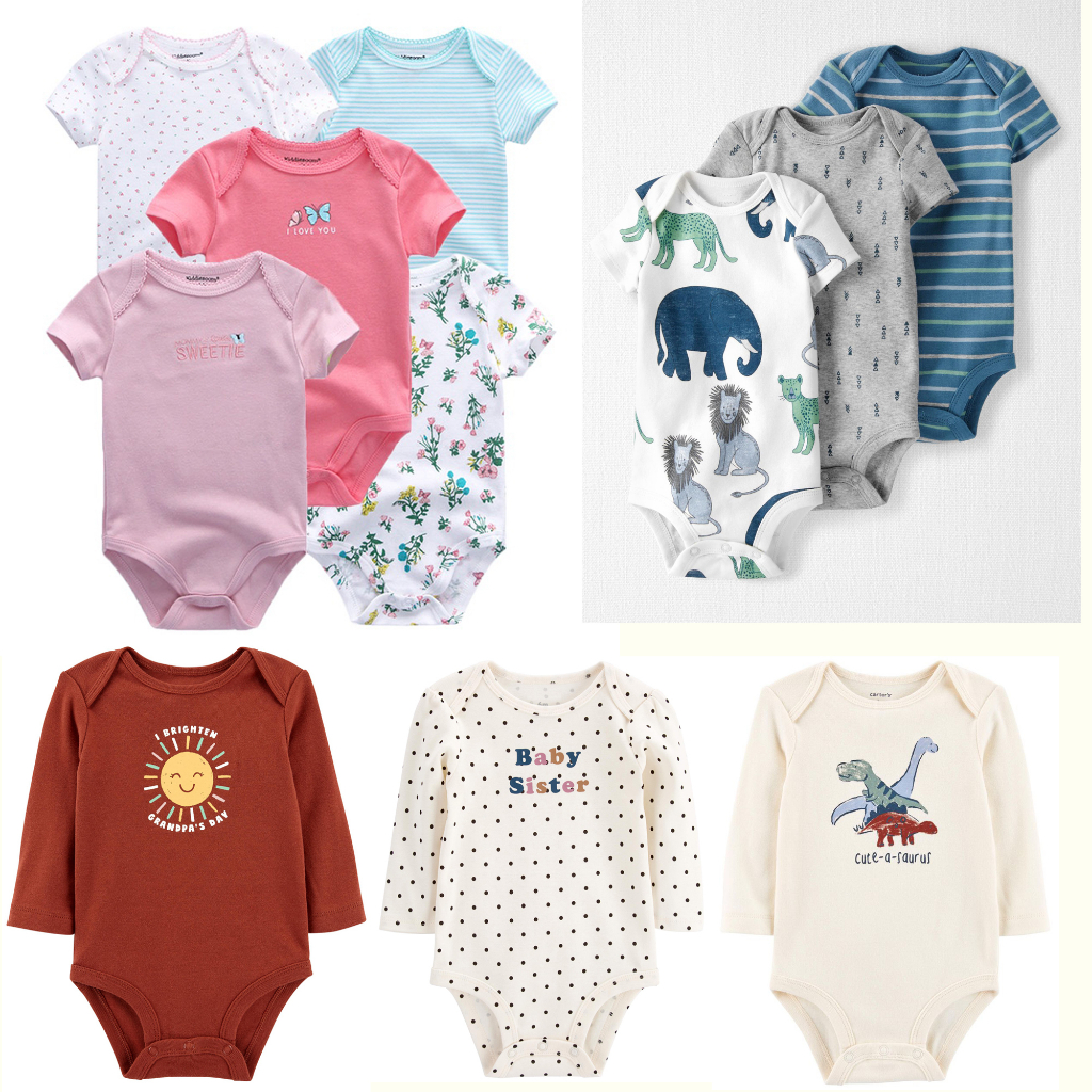 Body chip dài tay, body suit cộc tay vải 100% cotton mịn, đồ liên thân hãng Carter,Geo cho bé trai bé gái xuất dư xịn