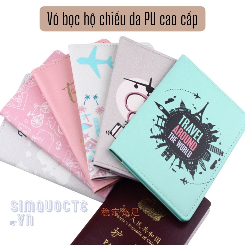 Vỏ bọc hộ chiếu chất liệu da PU cao cấp Bao Đựng Passport có ngăn đựng thẻ ngân hàng tiện lợi đi du lịch, công tác