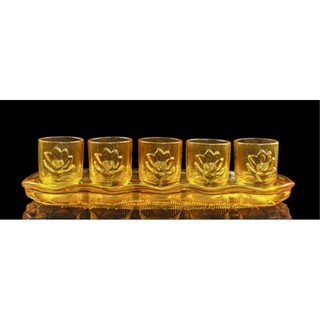 Án 5 ly nước thờ cúng phale vàng - bộ 5 chum nước thờ cúng