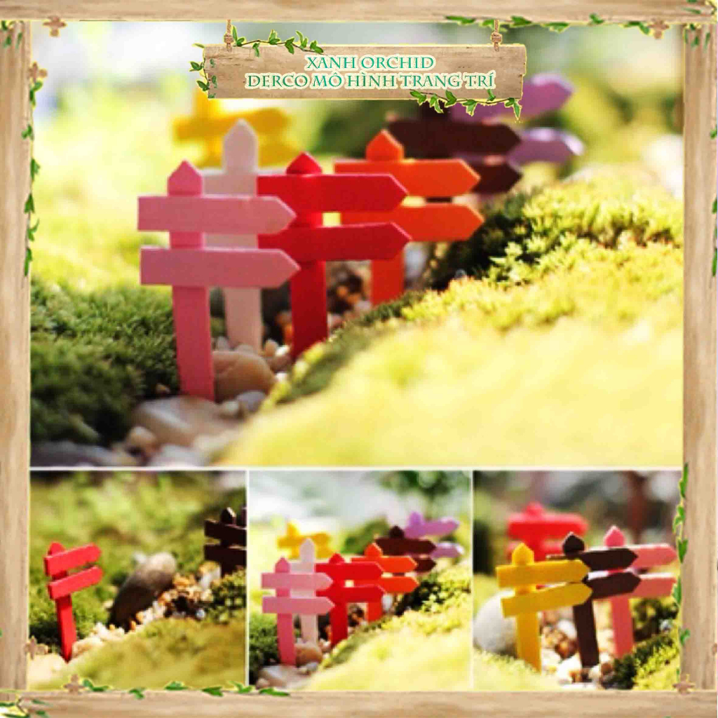 Mô Hình Tiểu Cảnh "Hàng Rào & Chỉ Đường Mini" Trang Trí Sen Đá, Sân Vườn/ Chậu Cây, DYI, Terrarium