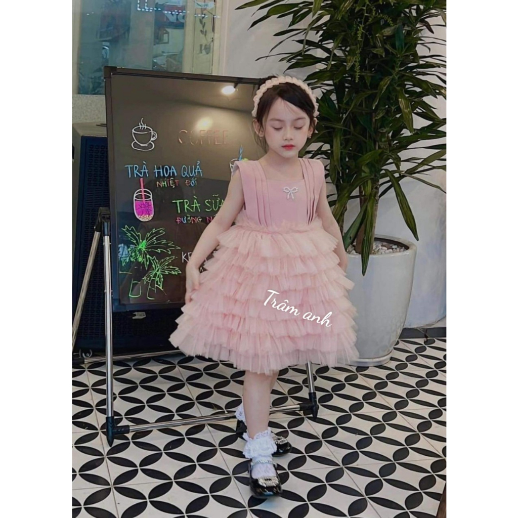 Váy công chúa 7 tầng hồng