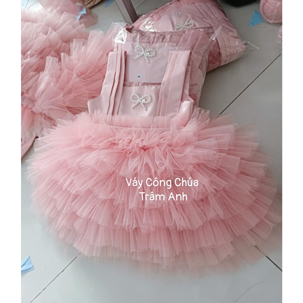 Váy công chúa 7 tầng hồng
