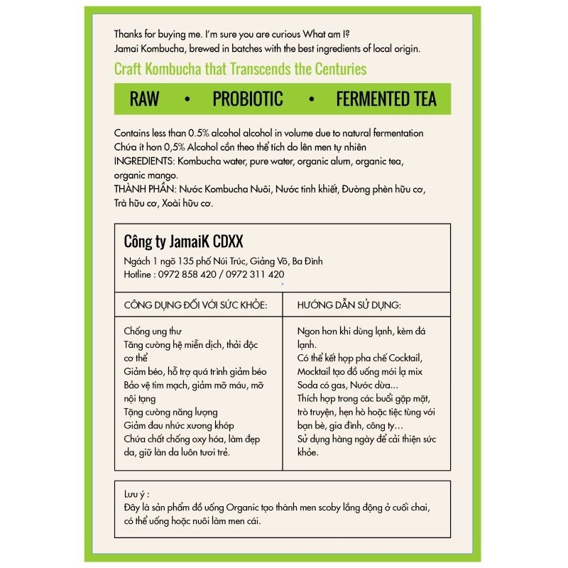 Trà Kombucha - JamaiK Beverage