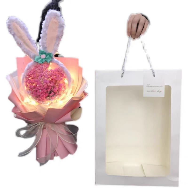 Túi giấy mặt kính đựng bó hoa, quà tặng sang trọng 25x 35cm.