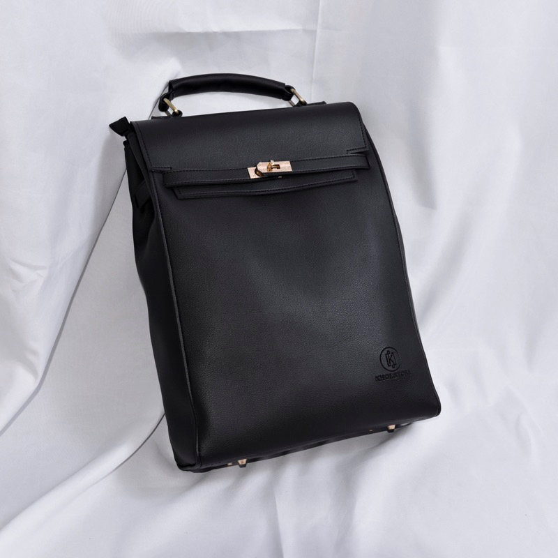 Túi da KHÔISTORE | Kenny_Balo đeo chéo đa năng_Túi thiết kế_Hàng thủ công_Túi laptop_Du lịch_Công sở_Thời trang_Màu đen