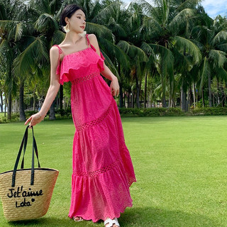 [HÀNG QC] Đầm maxi ren hồng mẫu mới