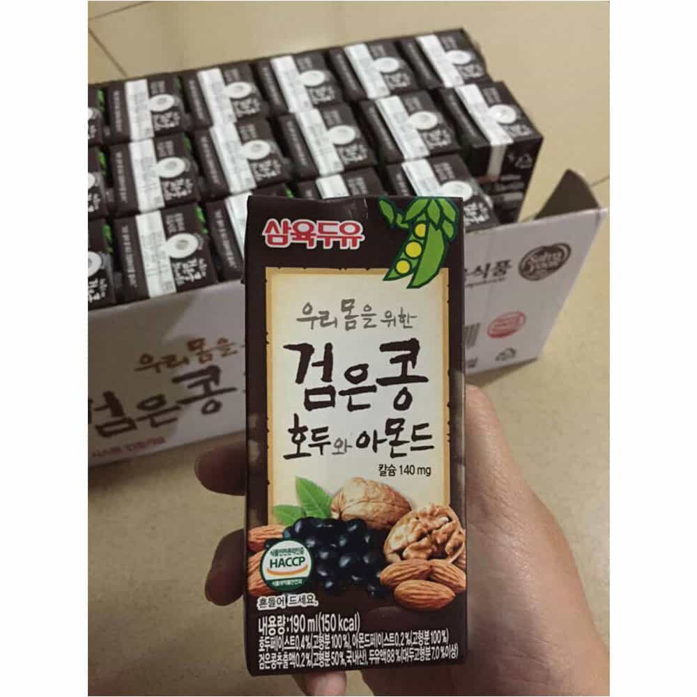 Thùng 24 Hộp Sữa nước óc chó đậu đen hạnh nhân Hàn Quốc SAHMYOOK 190ml