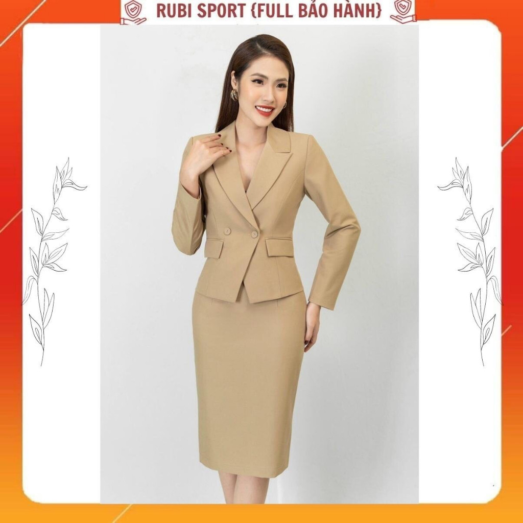 Set Vest Dài Tay, Công Sở 2 Lớp Thời Trang Nữ có độn vai và có túi thật hàng chính chủ.